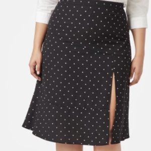 Justfab Printed Midi Skirt Black Polka Dot NWT